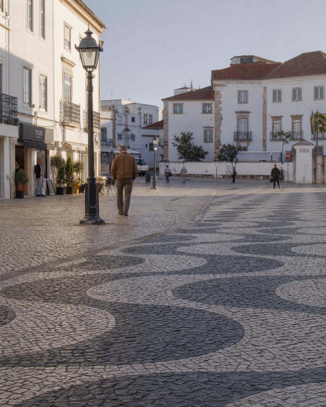 Praça pública pavimentada em calçada portuguesa