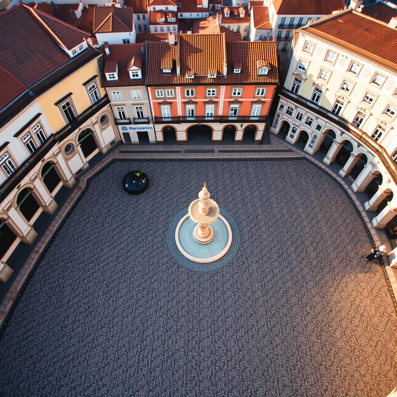 Praça pública pavimentada em calçada portuguesa